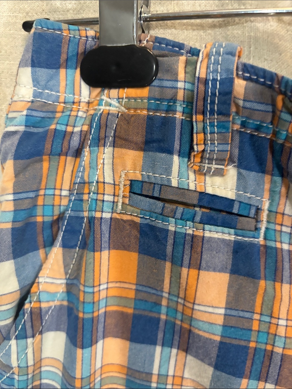 GAP Blue & Orange Plaid Cargo Shorts 100% Cotton - Picture 7 of 8